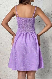 Kadın Ip Askılı Gipeli Desenli Kısa Süprem Elbise