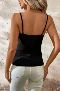 Kadın Ip Askılı önden çapraz Detaylı Ithal Krep Bluz