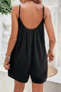 Kadın Ip Askılı Yuvarlak Yakalı Pileli Viskon Tulum