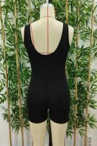 Kadın Kare Yaka Sırt Dekolte Detay Dalgıç Bodycon Mini Tulum