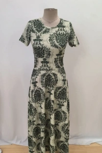 Kadın Kısa Kollu Bisiklet Yaka Puantiyeli Maksi örme Krep Elbise