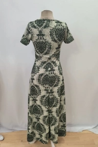 Kadın Kısa Kollu Bisiklet Yaka Puantiyeli Maksi örme Krep Elbise