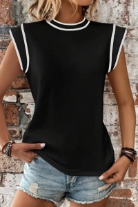 Kadın Kısa Kollu Daire Yakalı Viskon Bluz