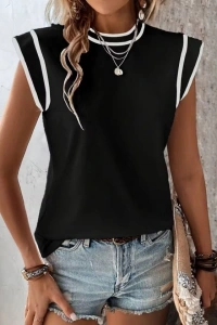 Kadın Kısa Kollu Daire Yakalı Viskon Bluz