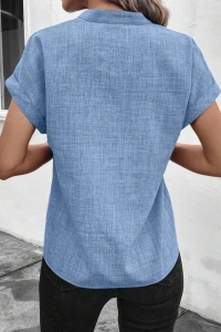 Kadın Kısa Kollu Hakim Yaka Sofya Bluz