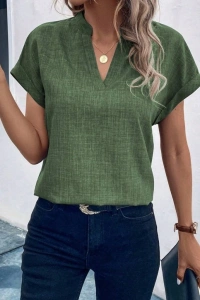 Kadın Kısa Kollu Hakim Yaka Sofya Bluz