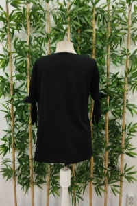 Kadın Kısa Kollu Kollardan Bağlamalı önden Asimetrik Kesim çift Renk Detaylı Düğmeli Ithal Krep Bluz