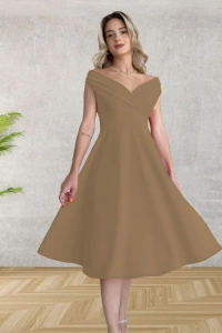 Kadın Kısa Kollu Kruvaze Yaka Eteği Volanlı Krep Elbise