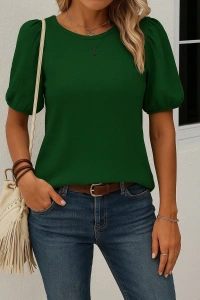 Kadın Kısa Kollu Pileli Balın Kol Bürümcük Bluz