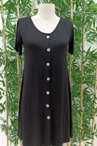 Kadın Kısa Kollu V Yaka önü Düğmeli Viskon Elbise