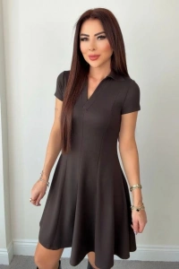 Kadın Kısa Kollu V Yakalı Kısa Modal Elbise
