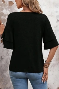 Kadın Kısa Kollu V Yakalı Viskon Bluz