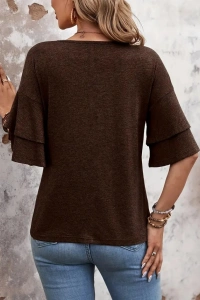 Kadın Kısa Kollu V Yakalı Viskon Bluz