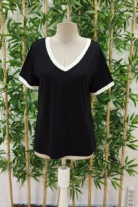 Kadın Kısa Kollu V Yakalı Viskon Bluz