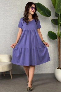 Kadın Kısa Kollu V Yakalı Viskon Elbise