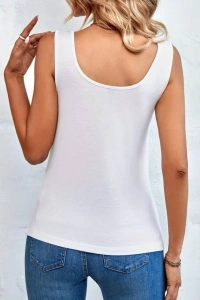 Kadın Kolsuz Degaje Leopar Detay Bluz