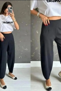 Kadın Krep Kumaş Balon Pantolon