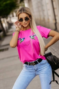 Kadın Kuş Desenli Süprem T-shirt