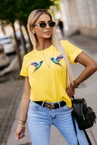 Kadın Kuş Desenli Süprem T-shirt