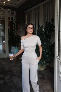 Kadın Kuşgözlü Düşük Omuz Takım