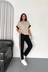 Kadın Modal Dokulu Kumaş Yanı şeritli Takım