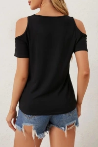 Kadın Omuzlardan Açık V Yakalı Viskon Bluz