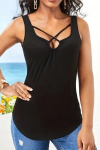 Kadın önden çapraz Detay şerit Askılı Viskon Bluz