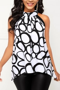 Kadın Reglan Kol Daire Yaka Desenli Asimetrik Süprem Bluz