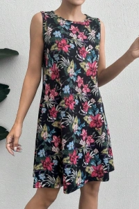 Kadın Renkli çiçek Baskılı Süprem Elbise