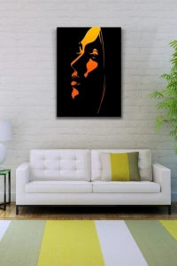 Kadın Silueti, Siyah Turuncu Tonlarda, Kanvas Tablo 50 x 70