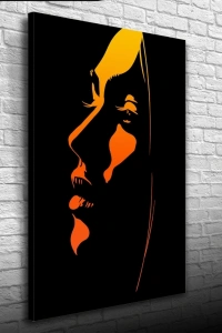 Kadın Silueti, Siyah Turuncu Tonlarda, Kanvas Tablo 50 x 70
