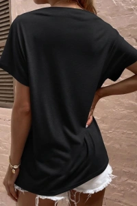 Kadın Tek Omuzu Açık Düğme Detaylı Salaş Viskon Bluz