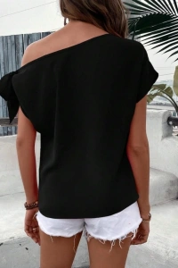 Kadın Tek Omuzu Açık Koldan Bağlamalı Janjan Krep Bluz