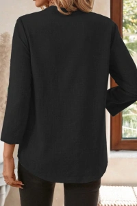 Kadın Truvakar Kol V Yakalı Keten Bluz