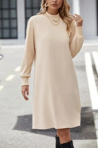 Kadın Uzun Kollu Balıkçı Yaka Kısa şardonlu Dalgıç Elbise