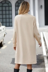 Kadın Uzun Kollu Balıkçı Yaka Kısa şardonlu Dalgıç Elbise