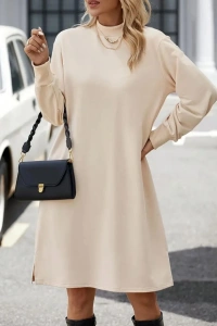 Kadın Uzun Kollu Balıkçı Yaka Kısa şardonlu Dalgıç Elbise