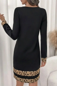 Kadın Uzun Kollu Bisiklet Yaka Mini Ithal Krep Elbise