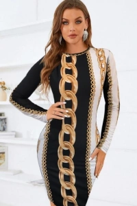 Kadın Uzun Kollu Bisiklet Yaka Scuba Midi Boy Elbise