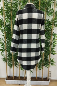 Kadın Uzun Kollu Ekoseli önden Düğmeli Dokuma Uzun Gömlek