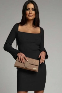 Kadın Uzun Kollu Kare Yaka Kol Ucu Ispanyol Triko Elbise