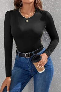 Kadın Uzun Kollu Leopar şeritli Viskon Bluz