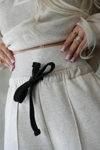 Kadın Uzun Kollu Nope Baskılı Beli Ribanalı Ikili Takım