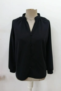 Kadın Uzun Kollu önden Düğmeli Hakim Yaka Ithal Krep Bluz