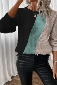 Kadın Uzun Kollu üç Renk Triko Bluz