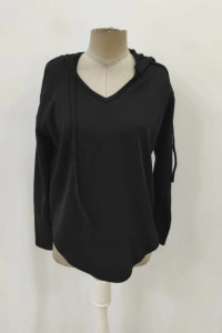 Kadın Uzun Kollu V Yakalı Kapşonlu Waffle Bluz