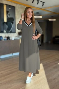 Kadın Uzun Kollu V Yakalı Midi çağla Yeşili Modal Elbise