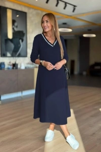 Kadın Uzun Kollu V Yakalı Midi çağla Yeşili Modal Elbise