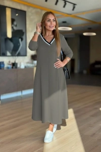 Kadın Uzun Kollu V Yakalı Midi çağla Yeşili Modal Elbise