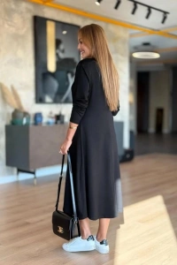 Kadın Uzun Kollu V Yakalı Midi Modal Elbise